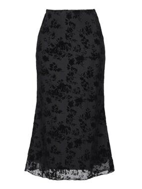 Mesh Fishtail Skirt Women Floral Mermaid Midi High Waist Stretchy